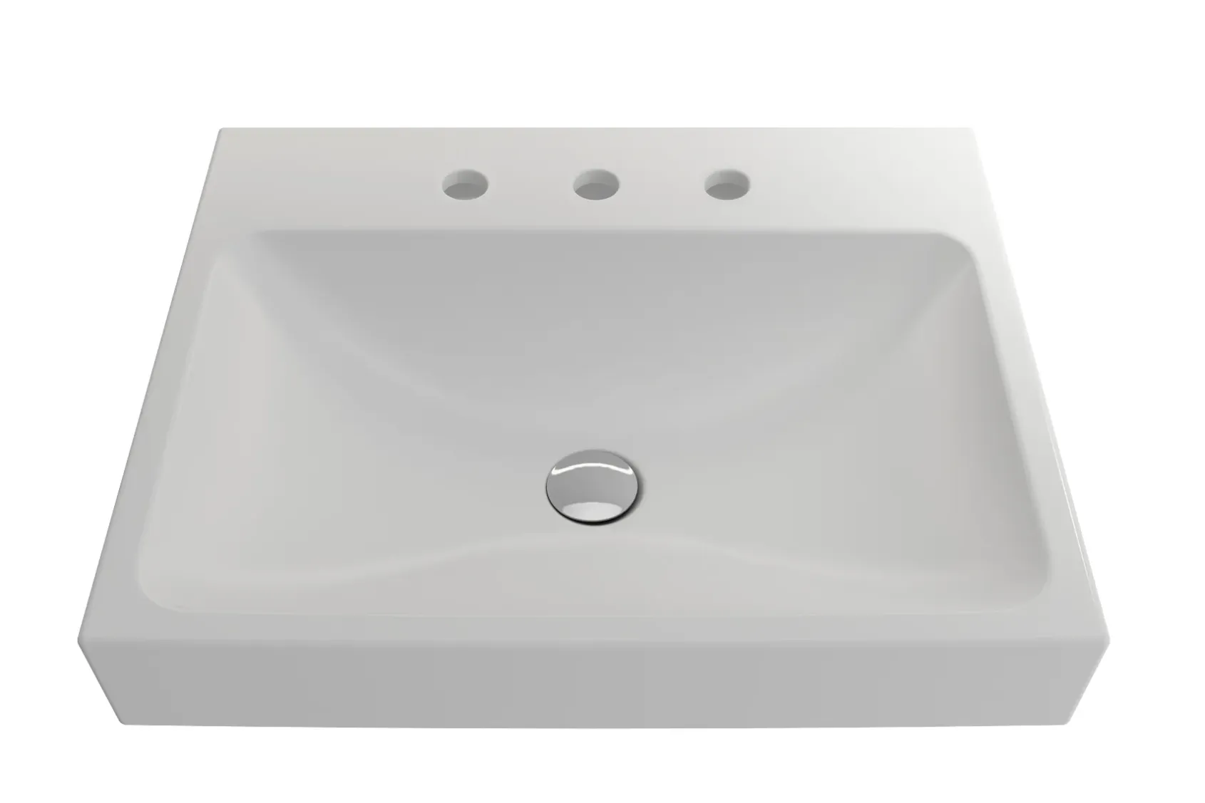 BOCCHI Scala 24" Rectangle Wallmount Fireclay Bathroom Sink, Matte White, 3 Faucet Hole, 1077-002-0127