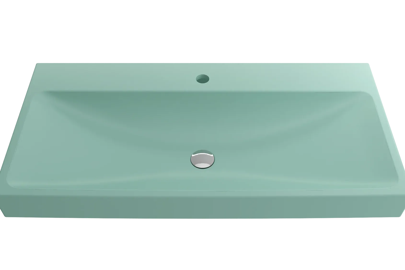 BOCCHI Scala 40" Rectangle Wallmount Fireclay Bathroom Sink, Matte Mint Green, Single Faucet Hole, 1079-033-0126