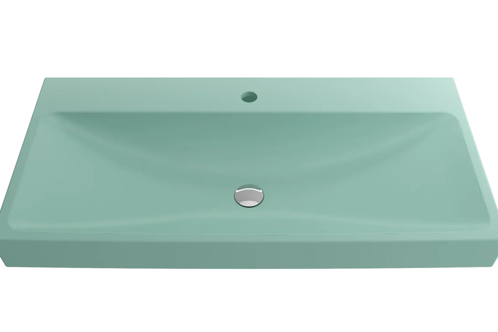 BOCCHI Scala 40" Rectangle Wallmount Fireclay Bathroom Sink, Matte Mint Green, Single Faucet Hole, 1079-033-0126