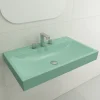 BOCCHI Scala 32" Rectangle Wallmount Fireclay Bathroom Sink, Matte Mint Green, 3 Faucet Hole, 1078-033-0127