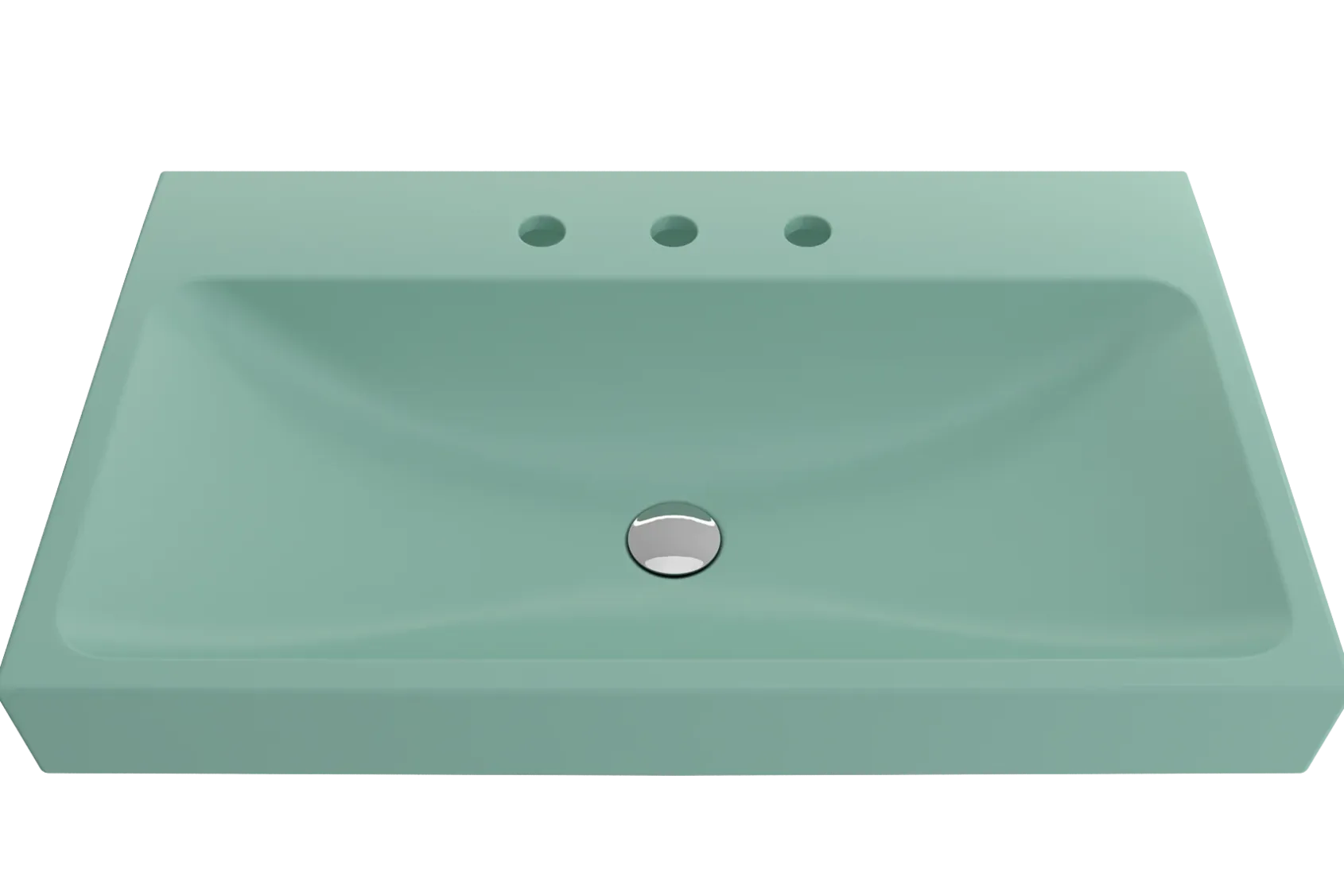 BOCCHI Scala 32" Rectangle Wallmount Fireclay Bathroom Sink, Matte Mint Green, 3 Faucet Hole, 1078-033-0127
