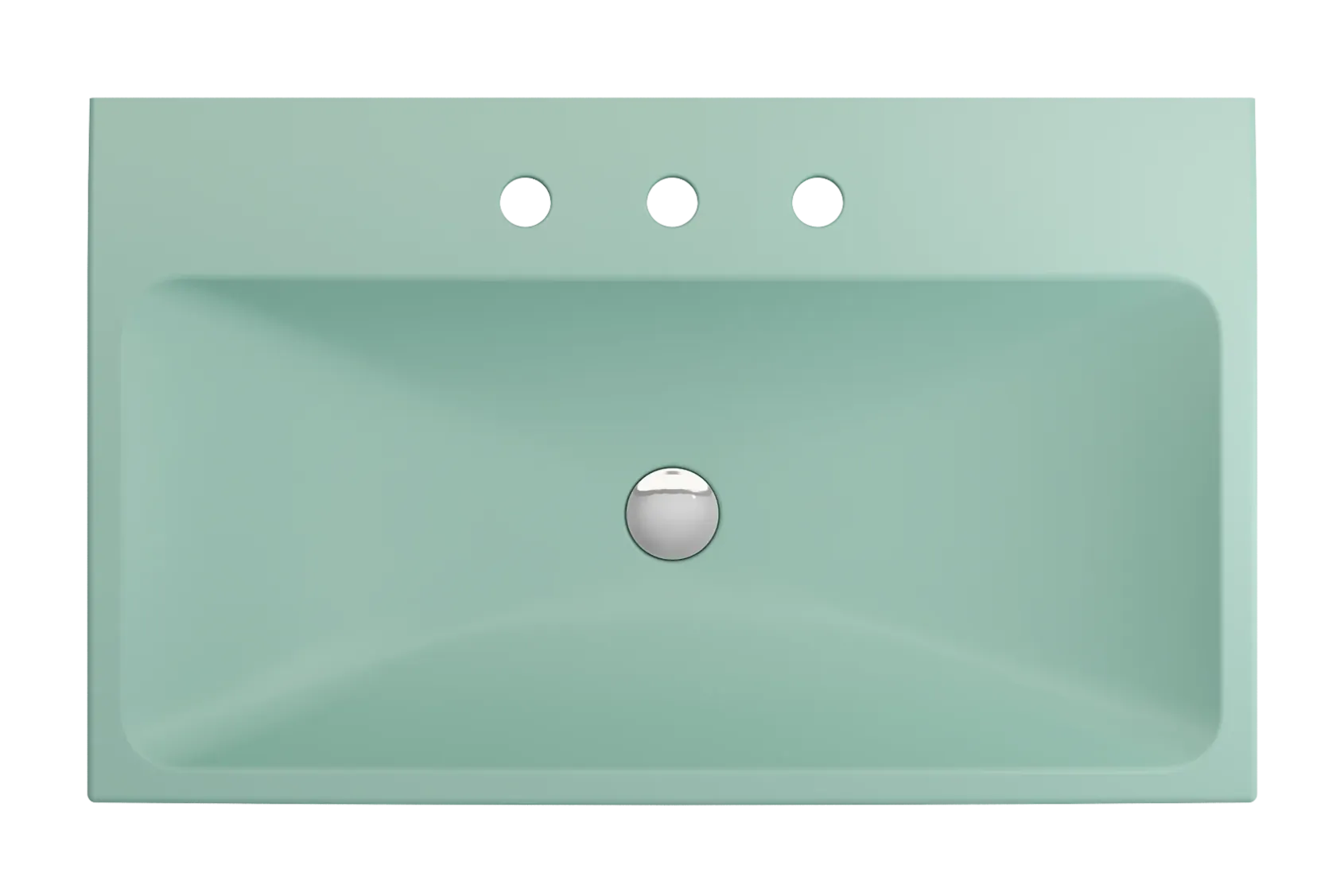 BOCCHI Scala 32" Rectangle Wallmount Fireclay Bathroom Sink, Matte Mint Green, 3 Faucet Hole, 1078-033-0127