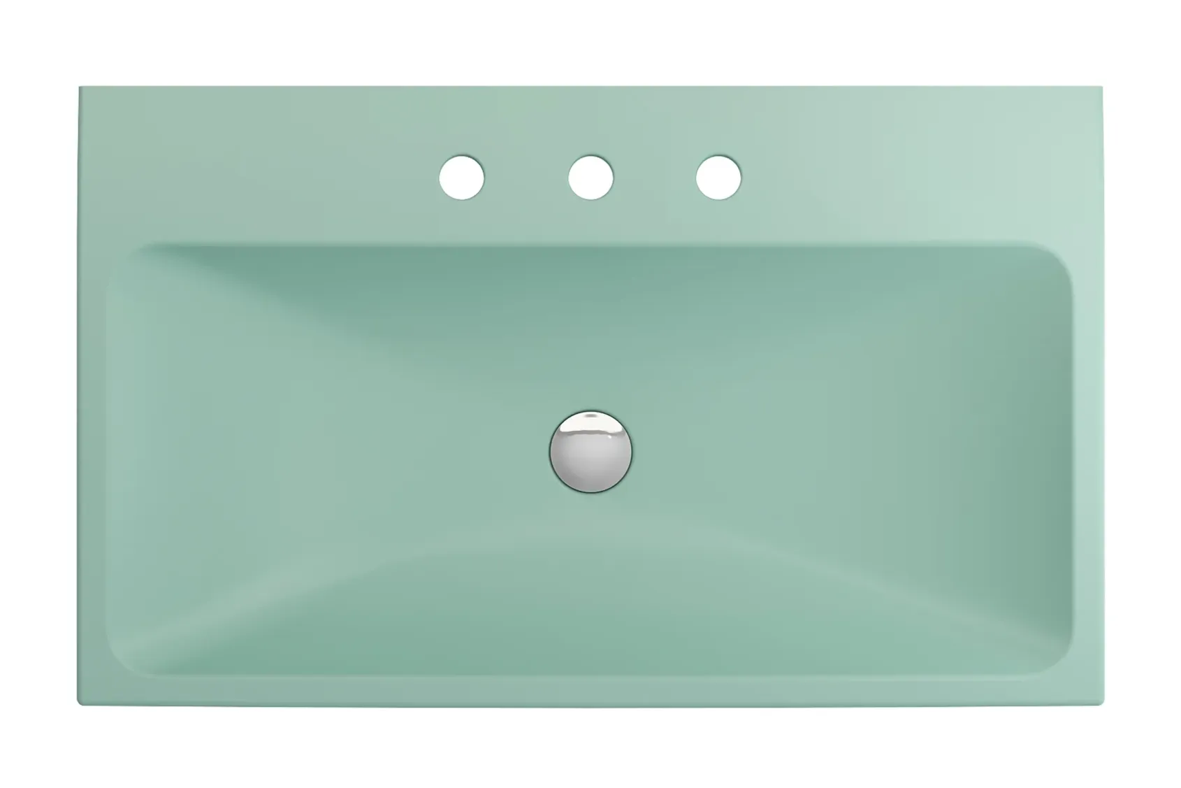 BOCCHI Scala 32" Rectangle Wallmount Fireclay Bathroom Sink, Matte Mint Green, 3 Faucet Hole, 1078-033-0127