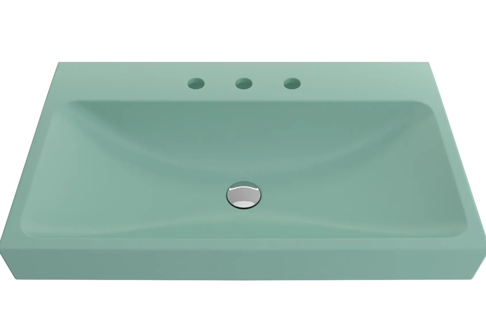 BOCCHI Scala 32" Rectangle Wallmount Fireclay Bathroom Sink, Matte Mint Green, 3 Faucet Hole, 1078-033-0127