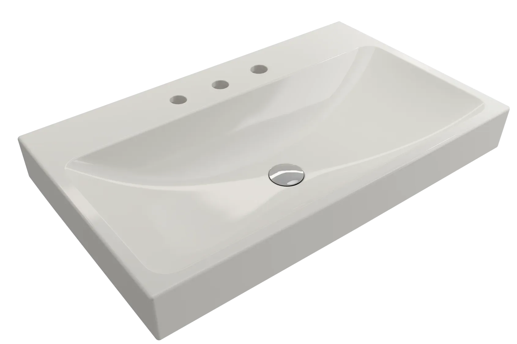 BOCCHI Scala 32" Rectangle Wallmount Fireclay Bathroom Sink, Biscuit, 3 Faucet Hole, 1078-014-0127