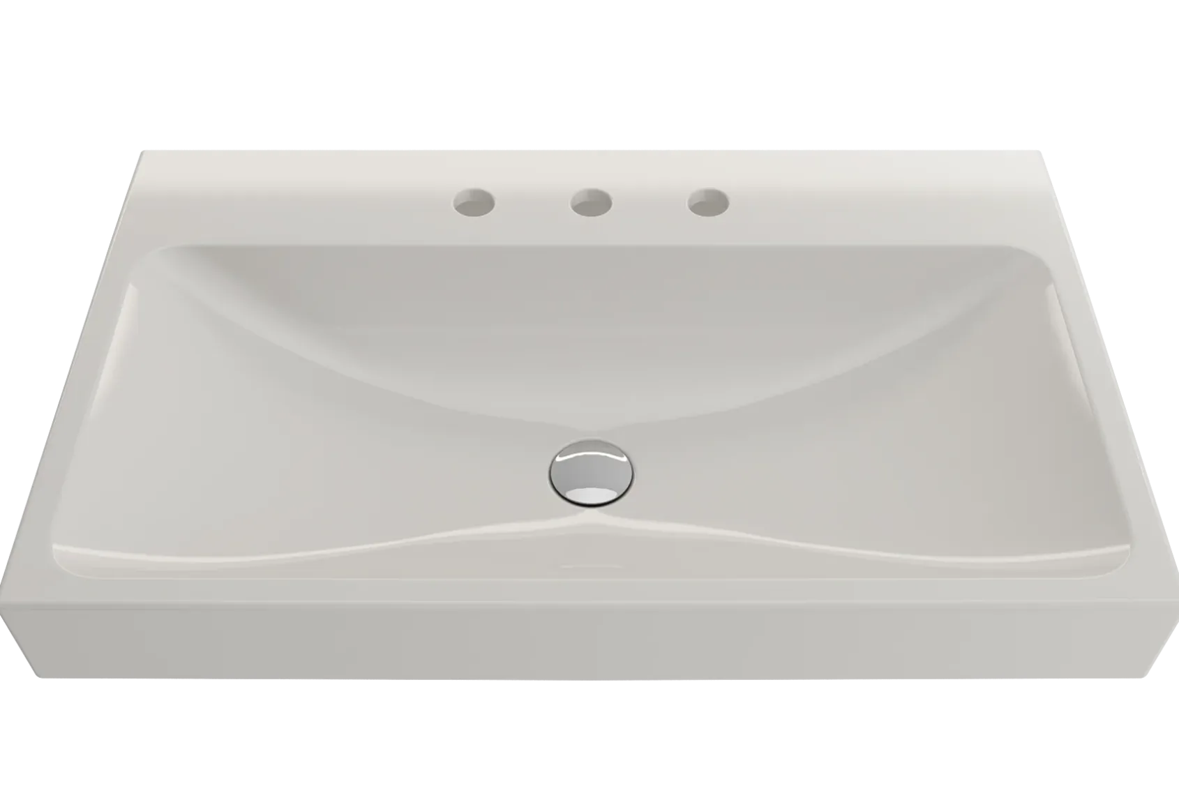 BOCCHI Scala 32" Rectangle Wallmount Fireclay Bathroom Sink, Biscuit, 3 Faucet Hole, 1078-014-0127