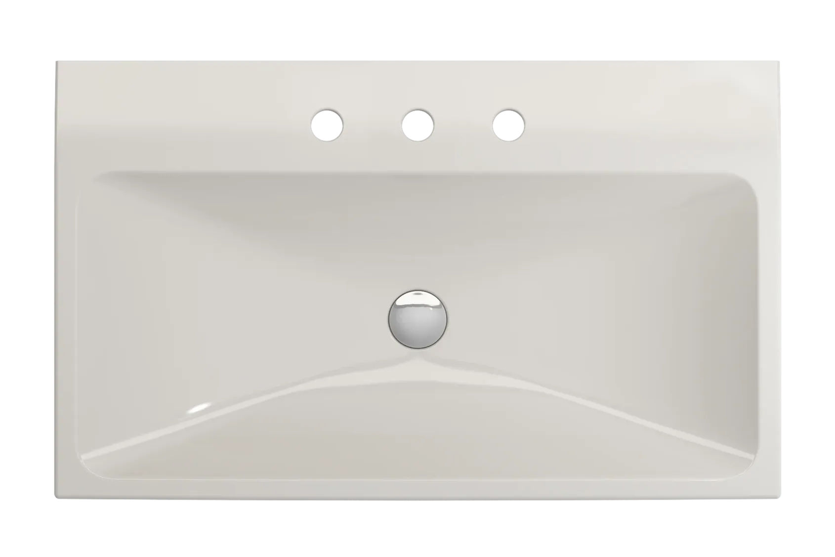 BOCCHI Scala 32" Rectangle Wallmount Fireclay Bathroom Sink, Biscuit, 3 Faucet Hole, 1078-014-0127