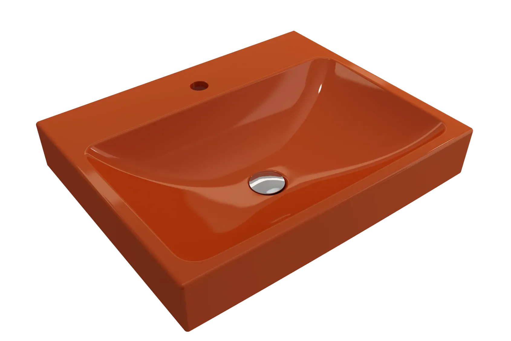 BOCCHI Scala 24" Rectangle Wallmount Fireclay Bathroom Sink, Orange, Single Faucet Hole, 1077-012-0126