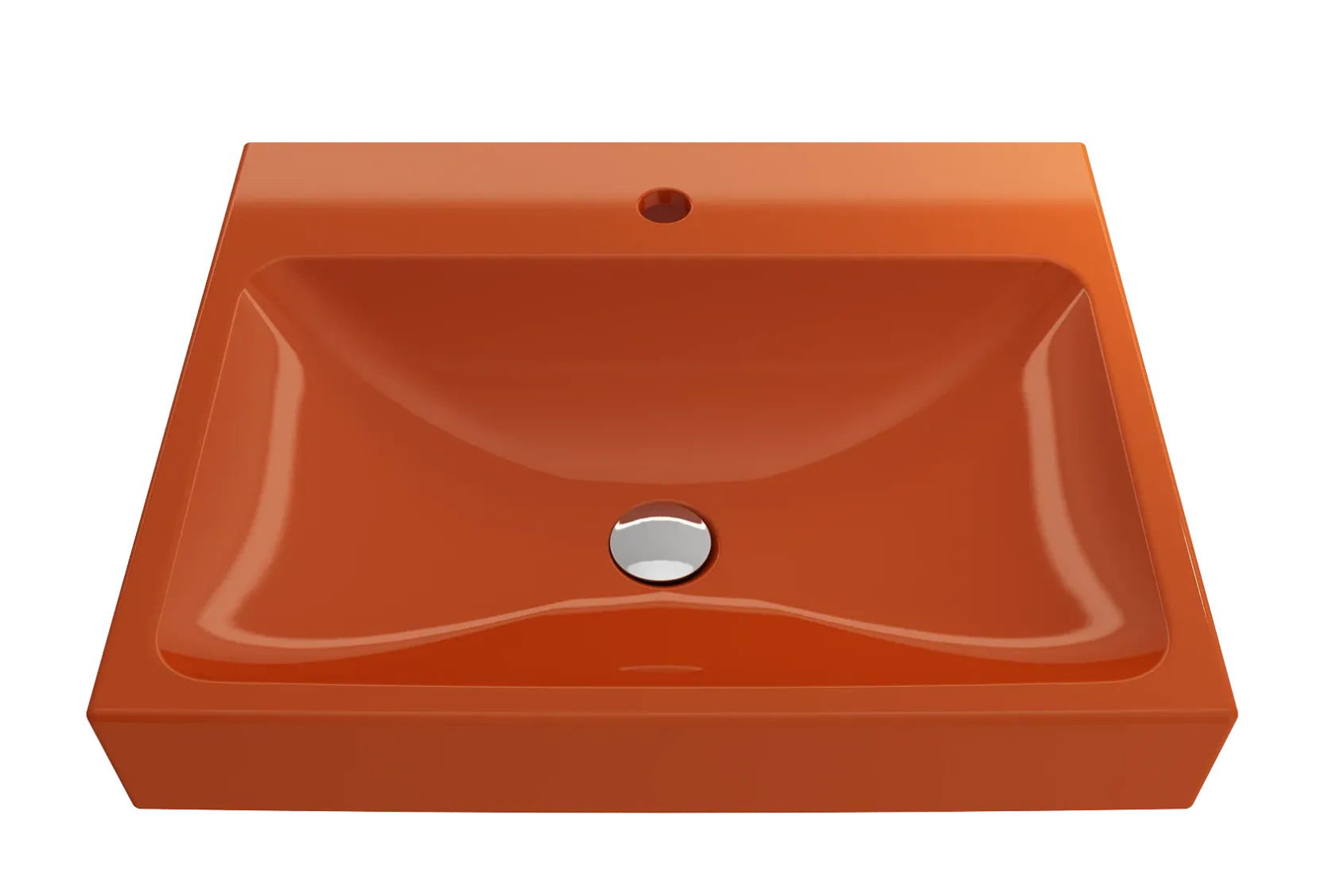 BOCCHI Scala 24" Rectangle Wallmount Fireclay Bathroom Sink, Orange, Single Faucet Hole, 1077-012-0126