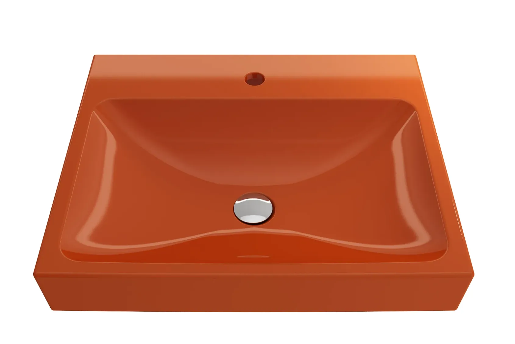 BOCCHI Scala 24" Rectangle Wallmount Fireclay Bathroom Sink, Orange, Single Faucet Hole, 1077-012-0126