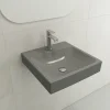 BOCCHI Scala 19" Square Wallmount Fireclay Bathroom Sink, Matte Gray, Single Faucet Hole, 1076-006-0126