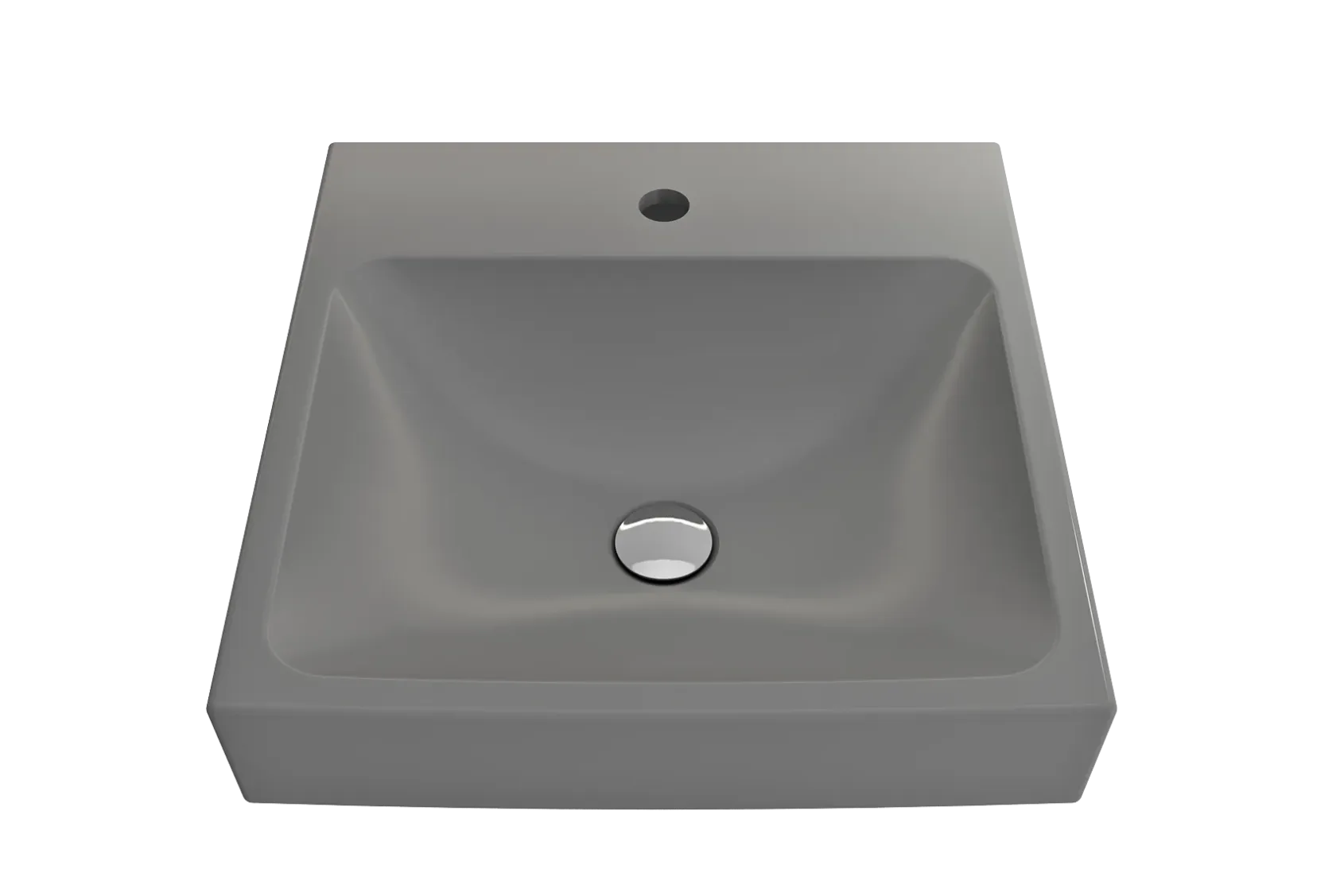 BOCCHI Scala 19" Square Wallmount Fireclay Bathroom Sink, Matte Gray, Single Faucet Hole, 1076-006-0126