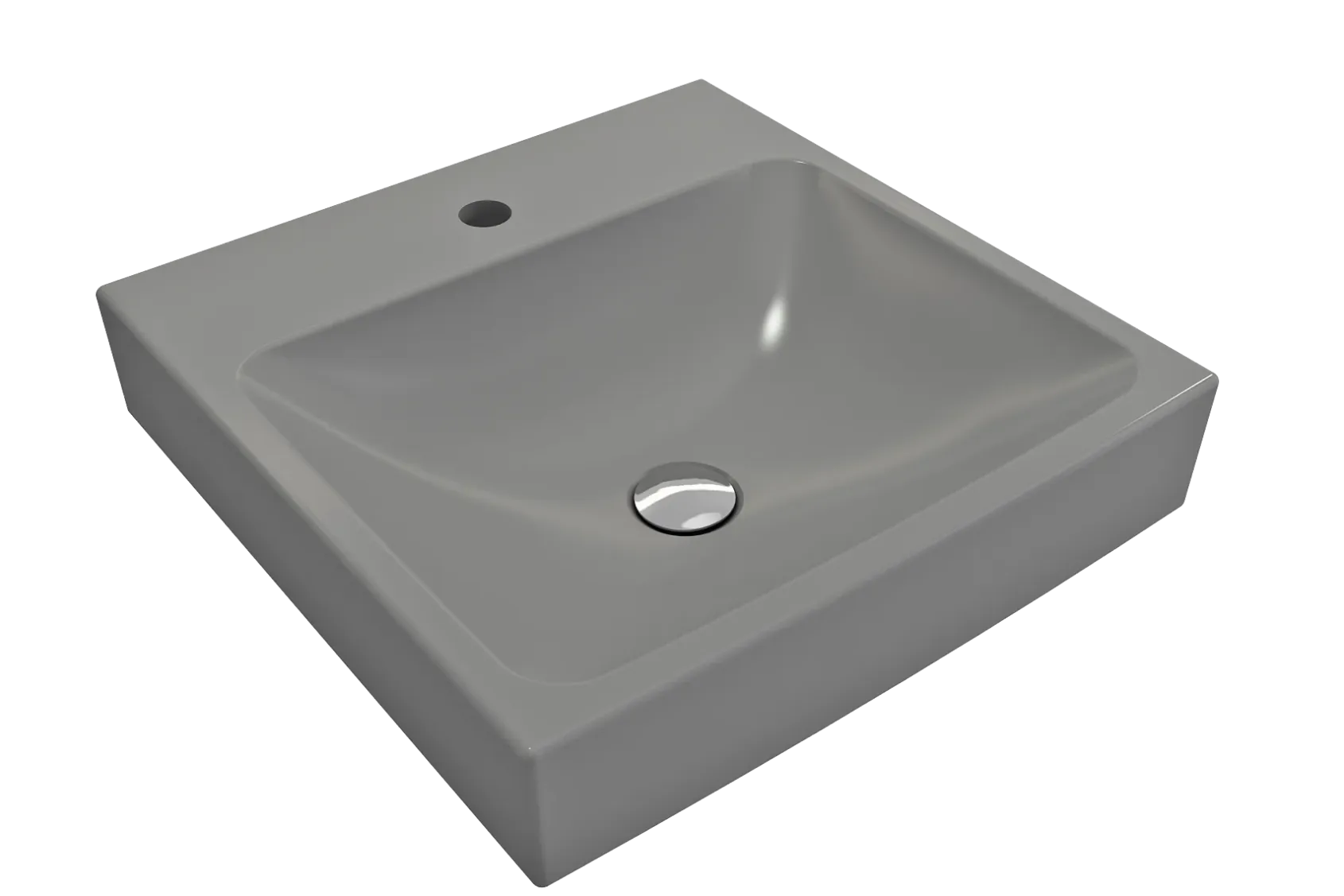 BOCCHI Scala 19" Square Wallmount Fireclay Bathroom Sink, Matte Gray, Single Faucet Hole, 1076-006-0126