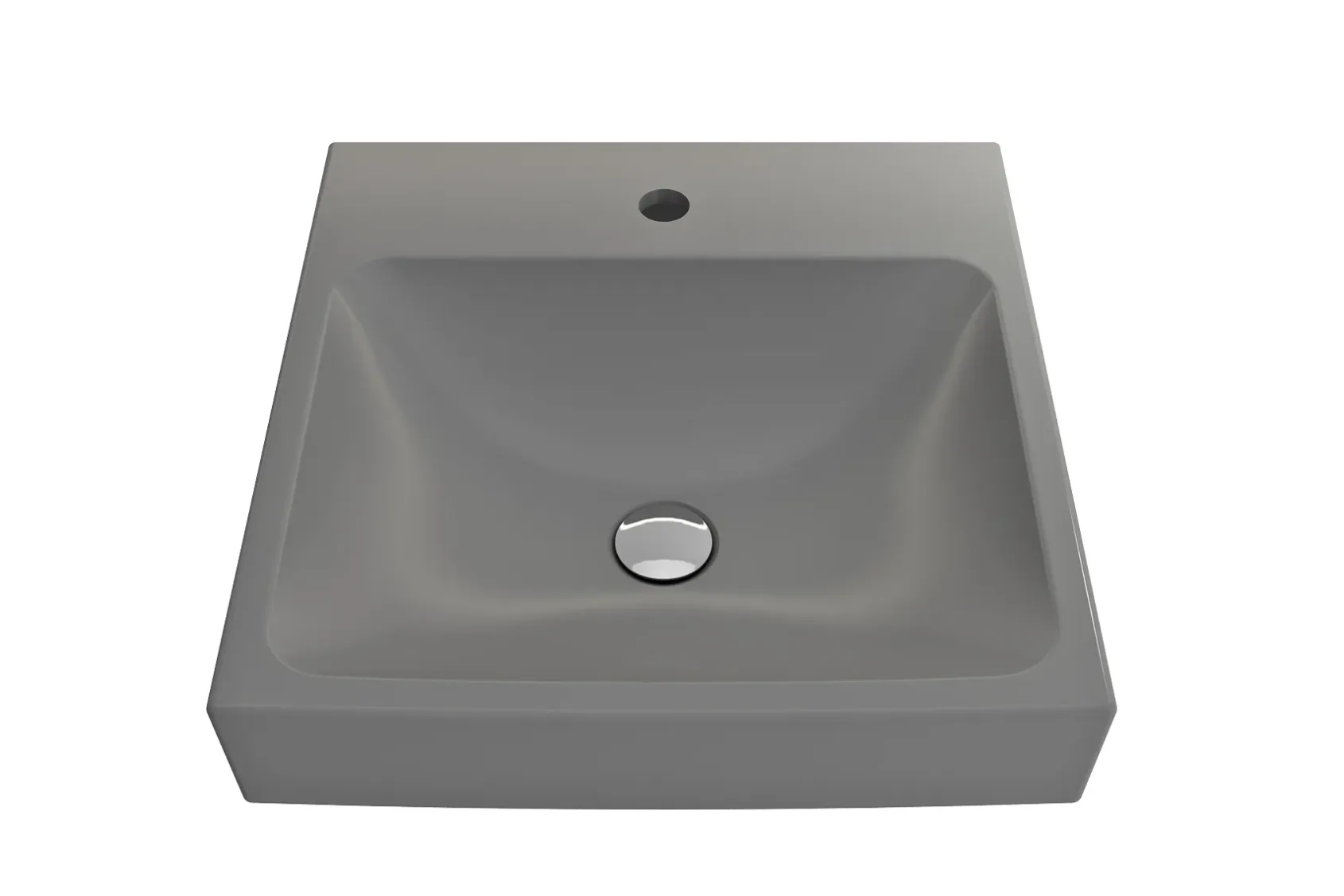 BOCCHI Scala 19" Square Wallmount Fireclay Bathroom Sink, Matte Gray, Single Faucet Hole, 1076-006-0126