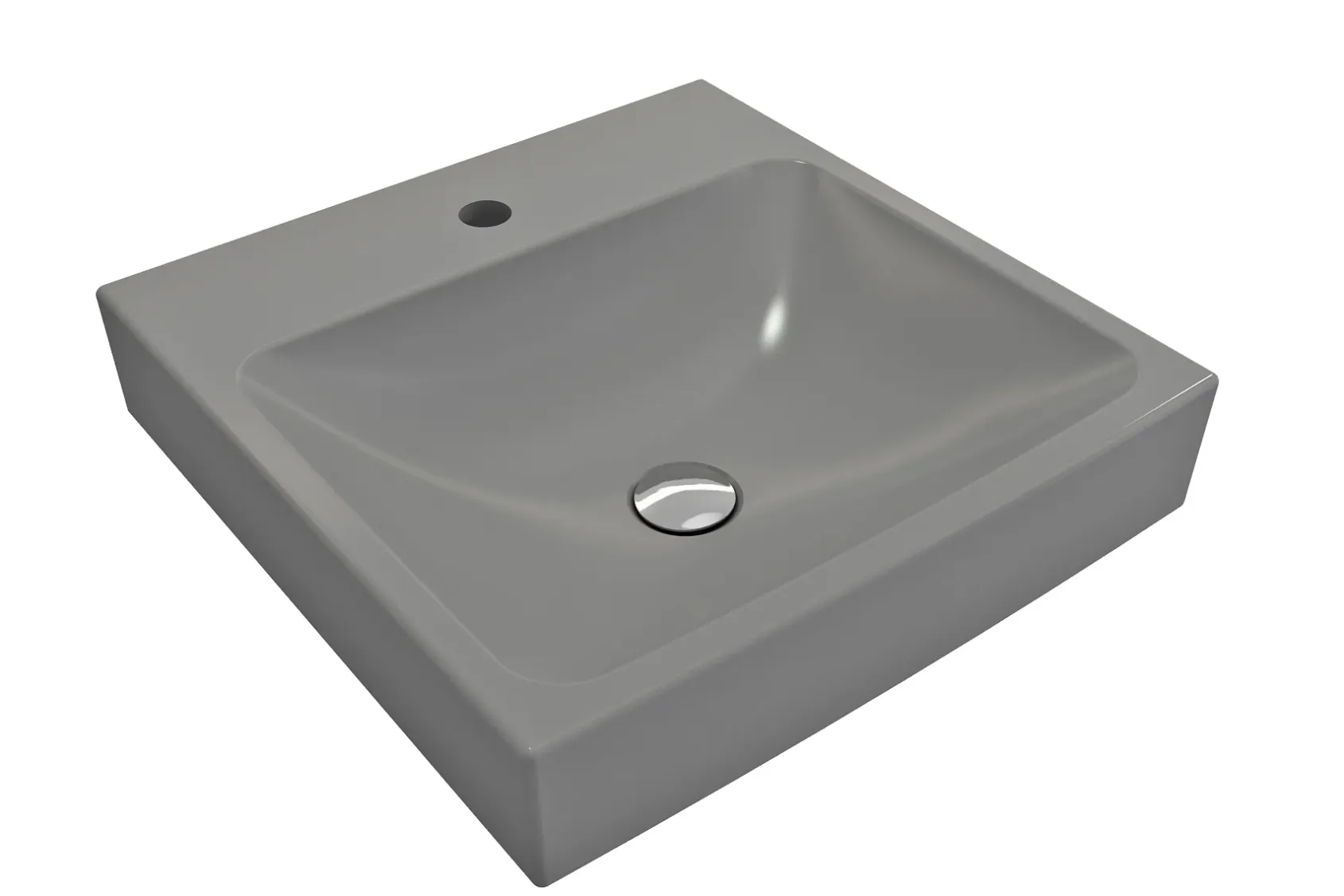 BOCCHI Scala 19" Square Wallmount Fireclay Bathroom Sink, Matte Gray, Single Faucet Hole, 1076-006-0126