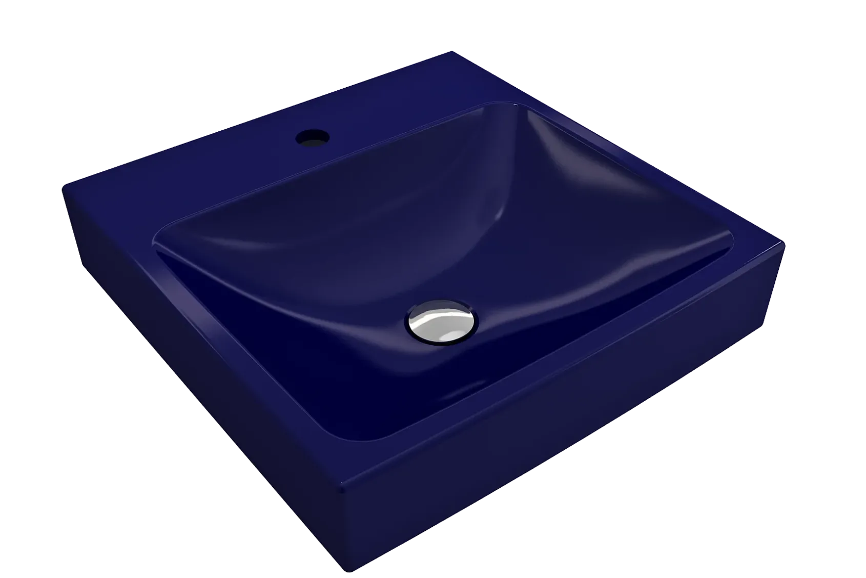 BOCCHI Scala 19" Square Wallmount Fireclay Bathroom Sink, Sapphire Blue, Single Faucet Hole, 1076-010-0126