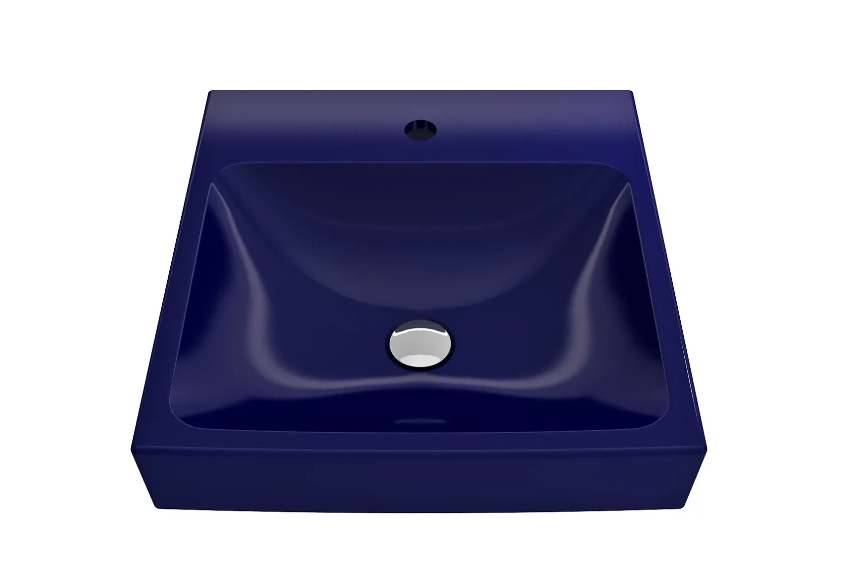 BOCCHI Scala 19" Square Wallmount Fireclay Bathroom Sink, Sapphire Blue, Single Faucet Hole, 1076-010-0126