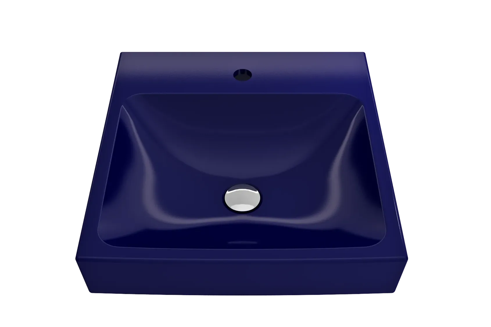 BOCCHI Scala 19" Square Wallmount Fireclay Bathroom Sink, Sapphire Blue, Single Faucet Hole, 1076-010-0126