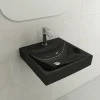 BOCCHI Scala 19" Square Wallmount Fireclay Bathroom Sink, Black, Single Faucet Hole, 1076-005-0126