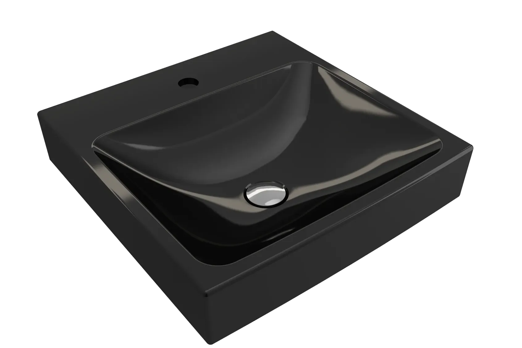 BOCCHI Scala 19" Square Wallmount Fireclay Bathroom Sink, Black, Single Faucet Hole, 1076-005-0126