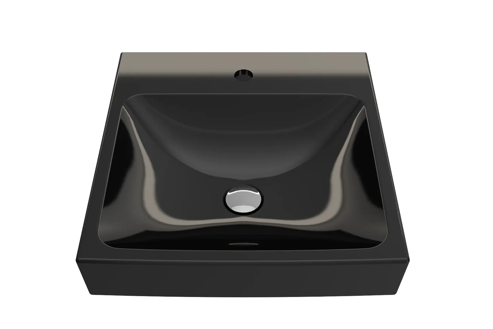 BOCCHI Scala 19" Square Wallmount Fireclay Bathroom Sink, Black, Single Faucet Hole, 1076-005-0126