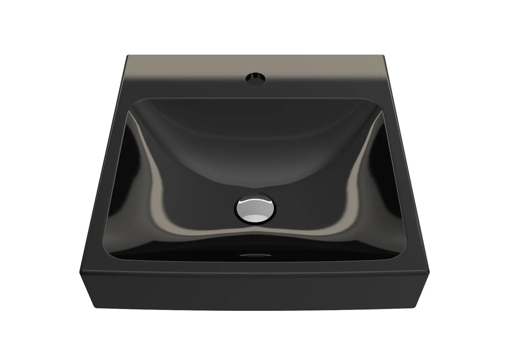 BOCCHI Scala 19" Square Wallmount Fireclay Bathroom Sink, Black, Single Faucet Hole, 1076-005-0126