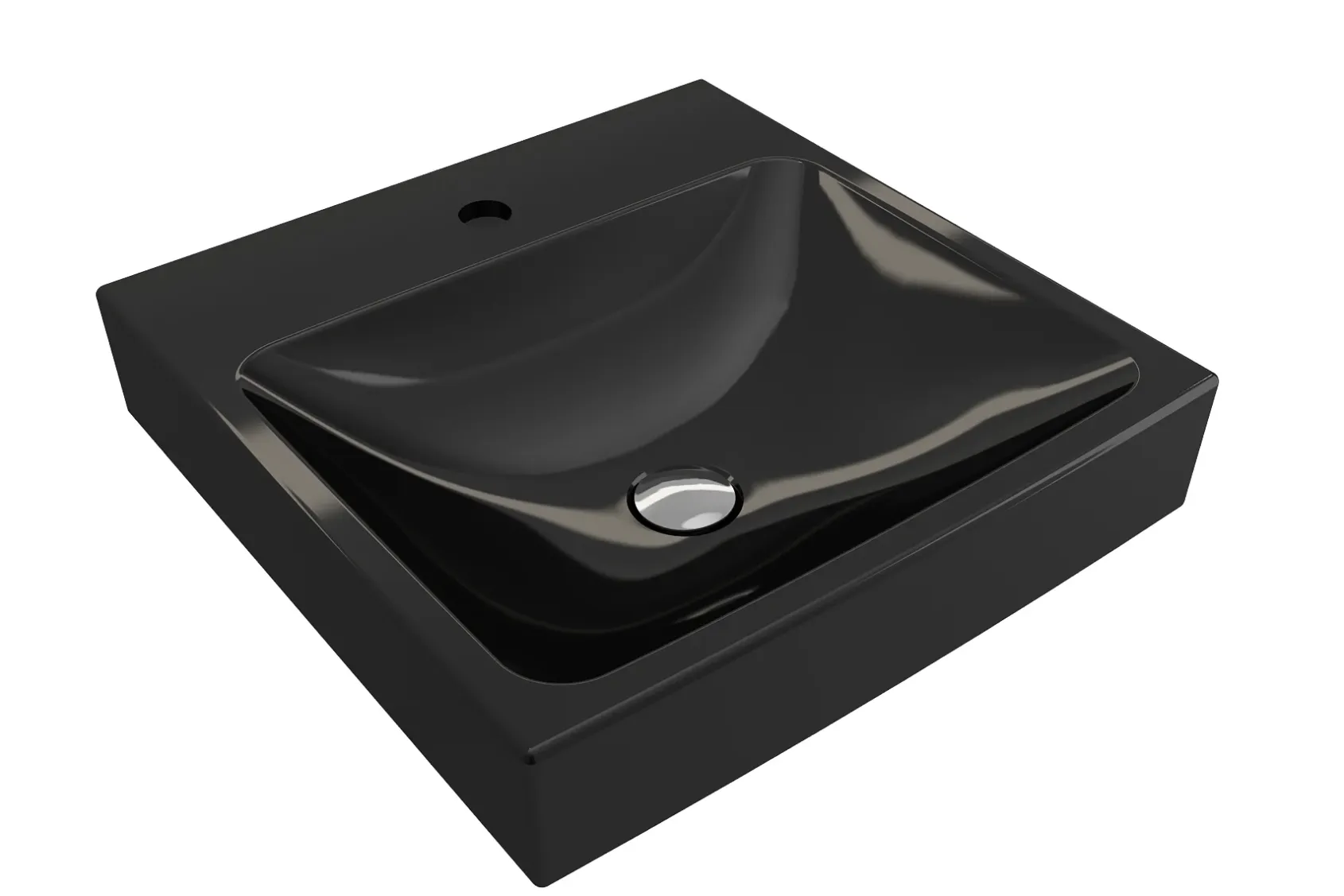 BOCCHI Scala 19" Square Wallmount Fireclay Bathroom Sink, Black, Single Faucet Hole, 1076-005-0126