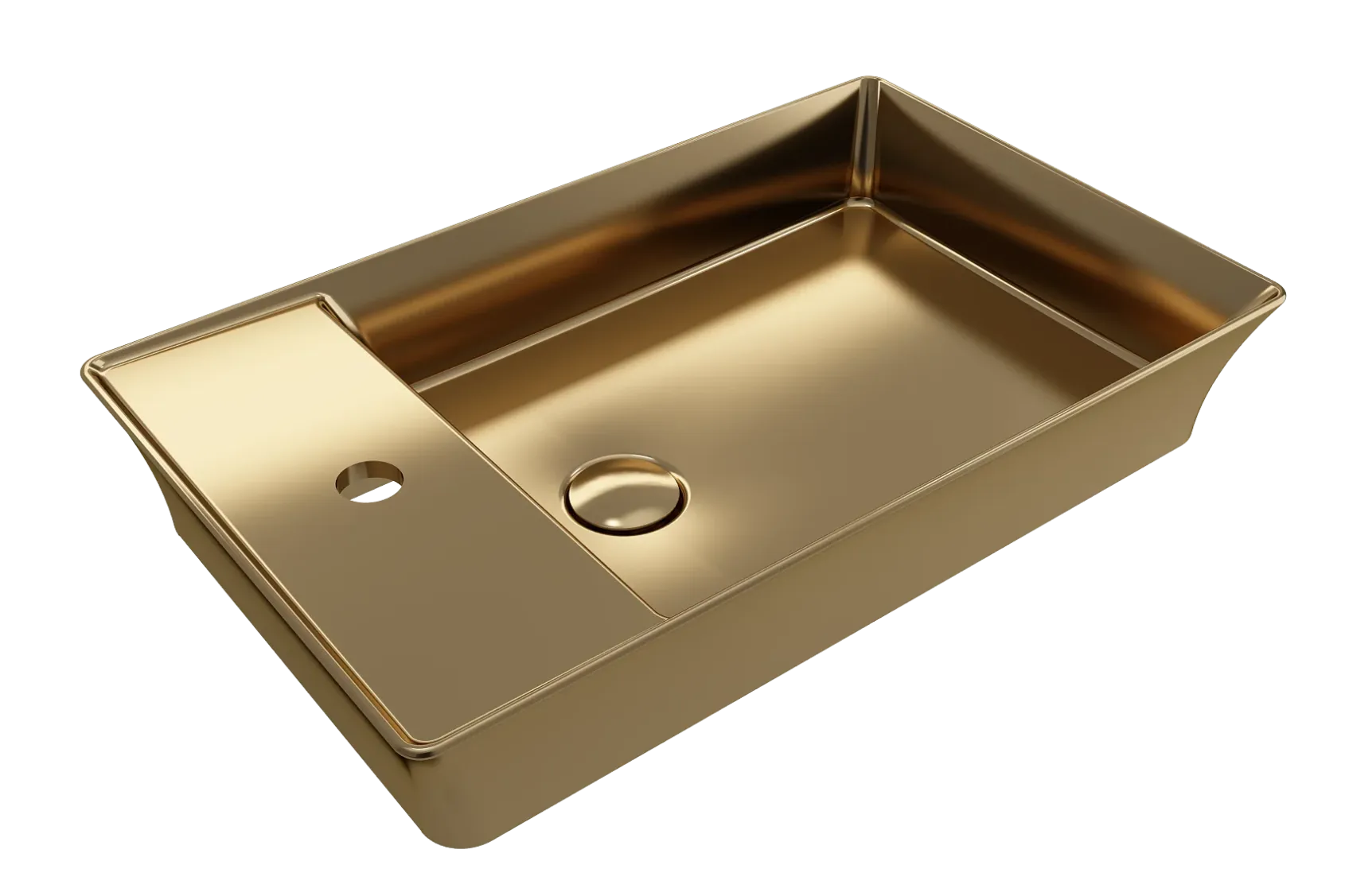 BOCCHI Sottile 24" Rectangle Vessel Fireclay Bathroom Sink, Matte Gold, Single Faucet Hole, 1479-403-0126