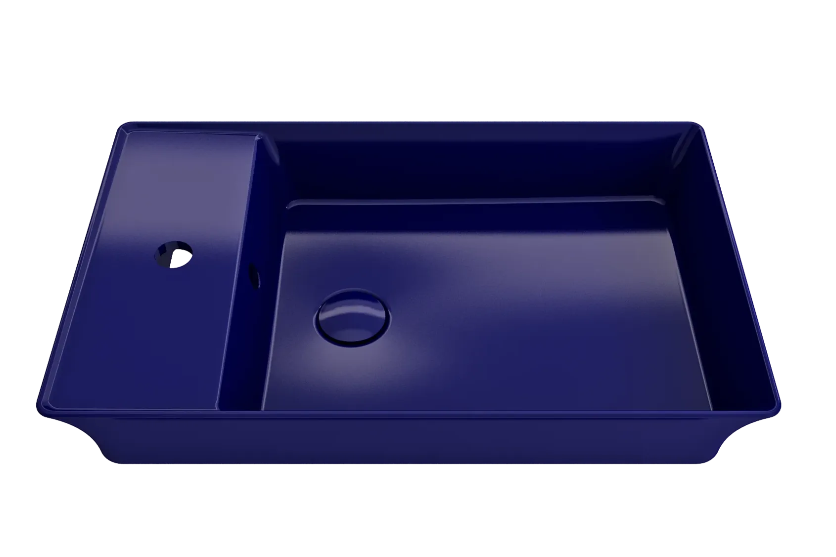 BOCCHI Sottile 24" Rectangle Vessel Fireclay Bathroom Sink, Sapphire Blue, Single Faucet Hole, 1479-010-0126