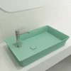 BOCCHI Sottile 24" Rectangle Vessel Fireclay Bathroom Sink, Matte Mint Green, Single Faucet Hole, 1479-033-0126