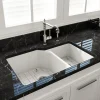 BOCCHI Sotto 33" Dual Mount Fireclay Kitchen Sink with Accessories, 60/40 Double Bowl, Matte White, 1506-002-0120