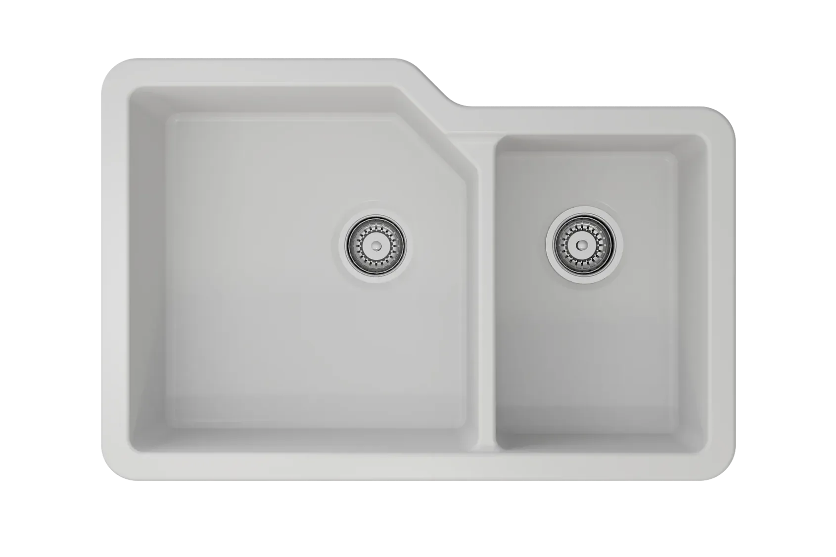 BOCCHI Sotto 33" Dual Mount Fireclay Kitchen Sink with Accessories, 60/40 Double Bowl, Matte White, 1506-002-0120