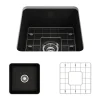 BOCCHI Sotto 18" Fireclay Undermount Single Bowl Bar Sink with Protective Bottom Grid and Strainer, Matte Black, 1359-004-0120