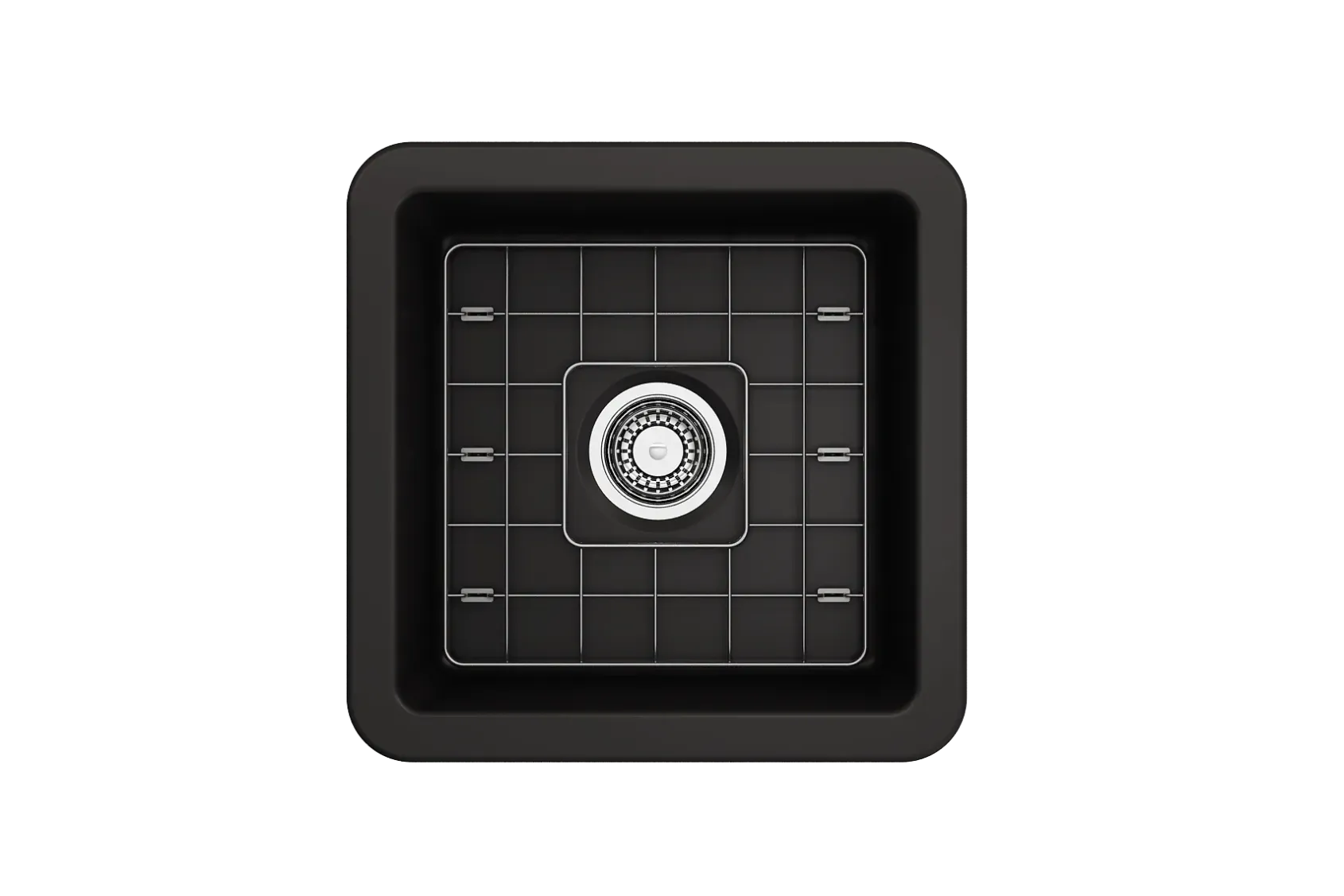 BOCCHI Sotto 18" Fireclay Undermount Single Bowl Bar Sink with Protective Bottom Grid and Strainer, Matte Black, 1359-004-0120