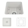 BOCCHI Sotto 18" Fireclay Undermount Single Bowl Bar Sink with Protective Bottom Grid and Strainer, White, 1359-001-0120