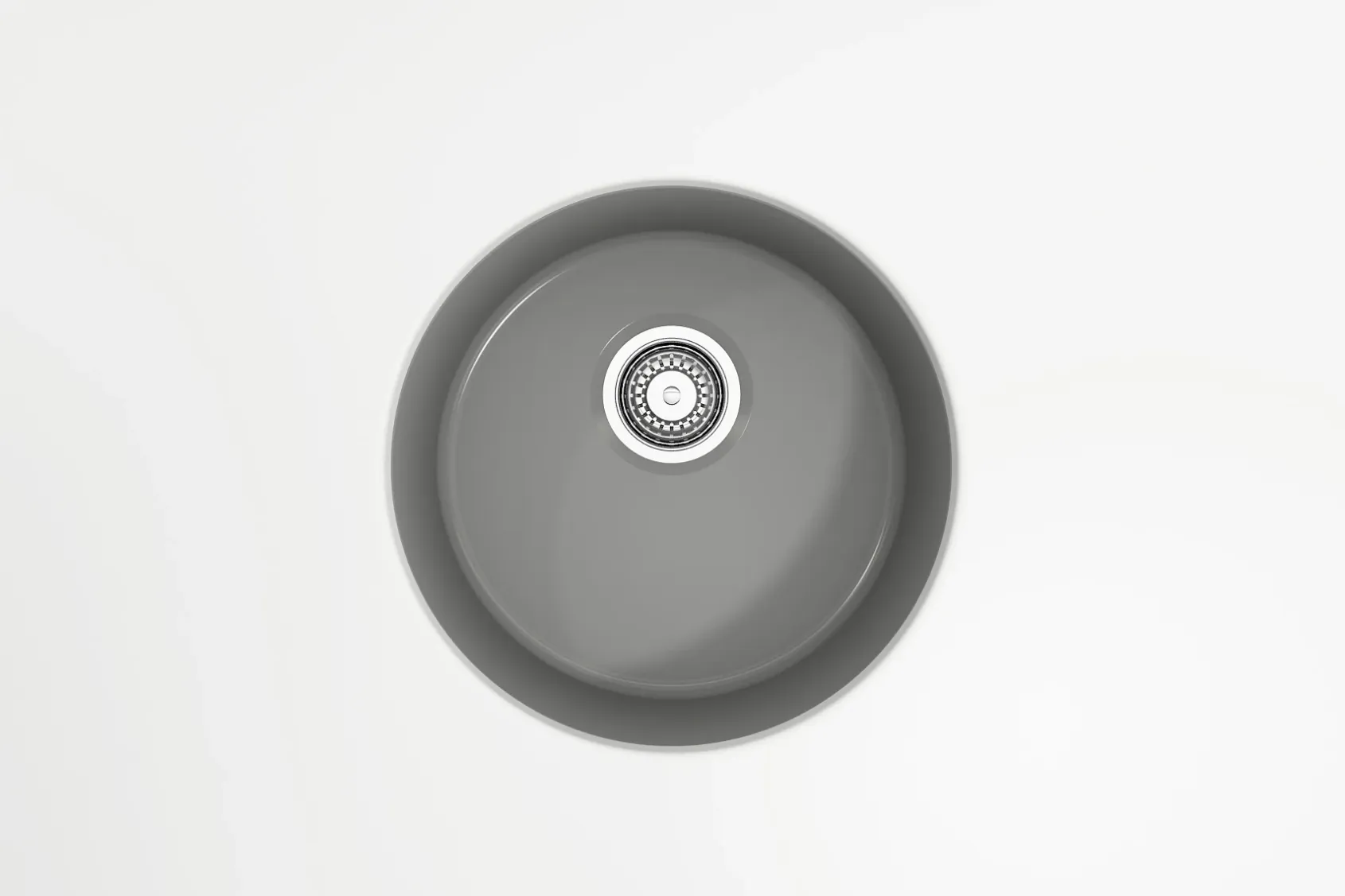 BOCCHI Sotto 18.5" Round Fireclay Undermount Single Bowl Bar Sink with Protective Bottom Grid and Strainer, Matte Gray, 1361-006-0120