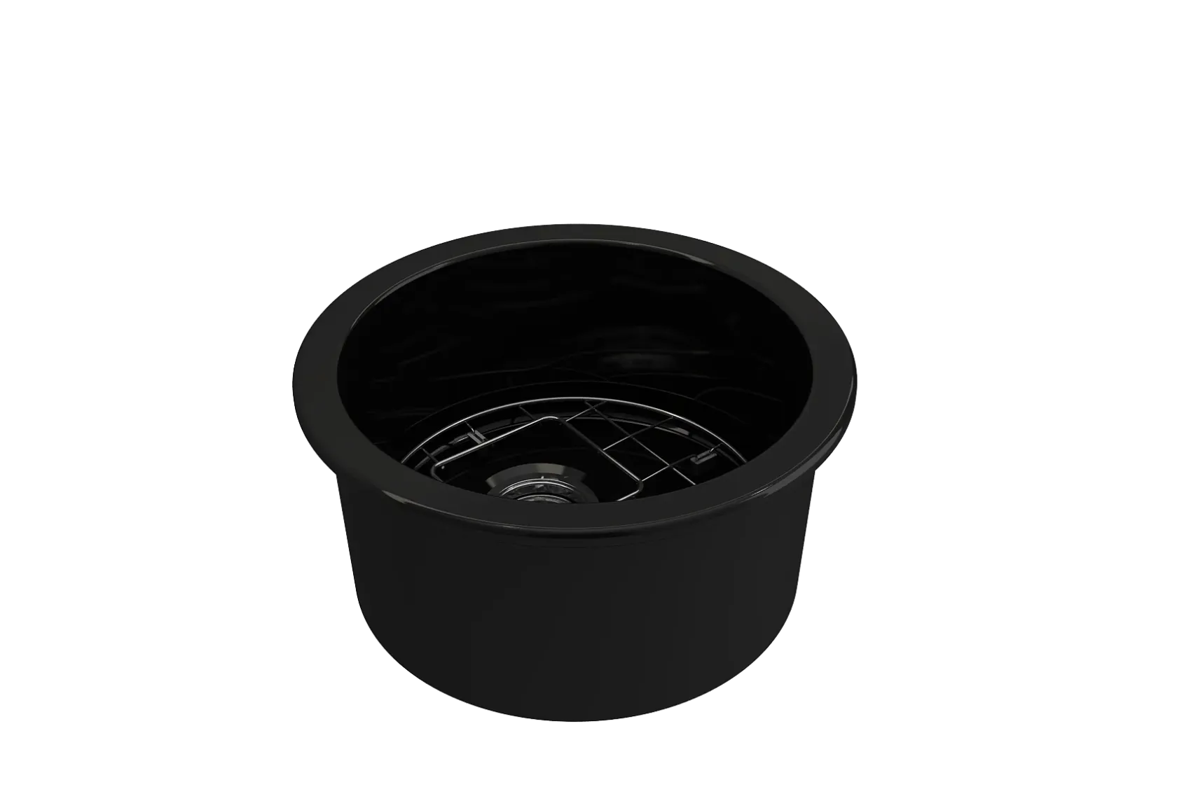 BOCCHI Sotto 18.5" Round Fireclay Undermount Single Bowl Bar Sink with Protective Bottom Grid and Strainer, Black, 1361-005-0120