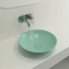 BOCCHI Venezia 16" Round Vessel Fireclay Bathroom Sink, Matte Mint Green, 1120-033-0125