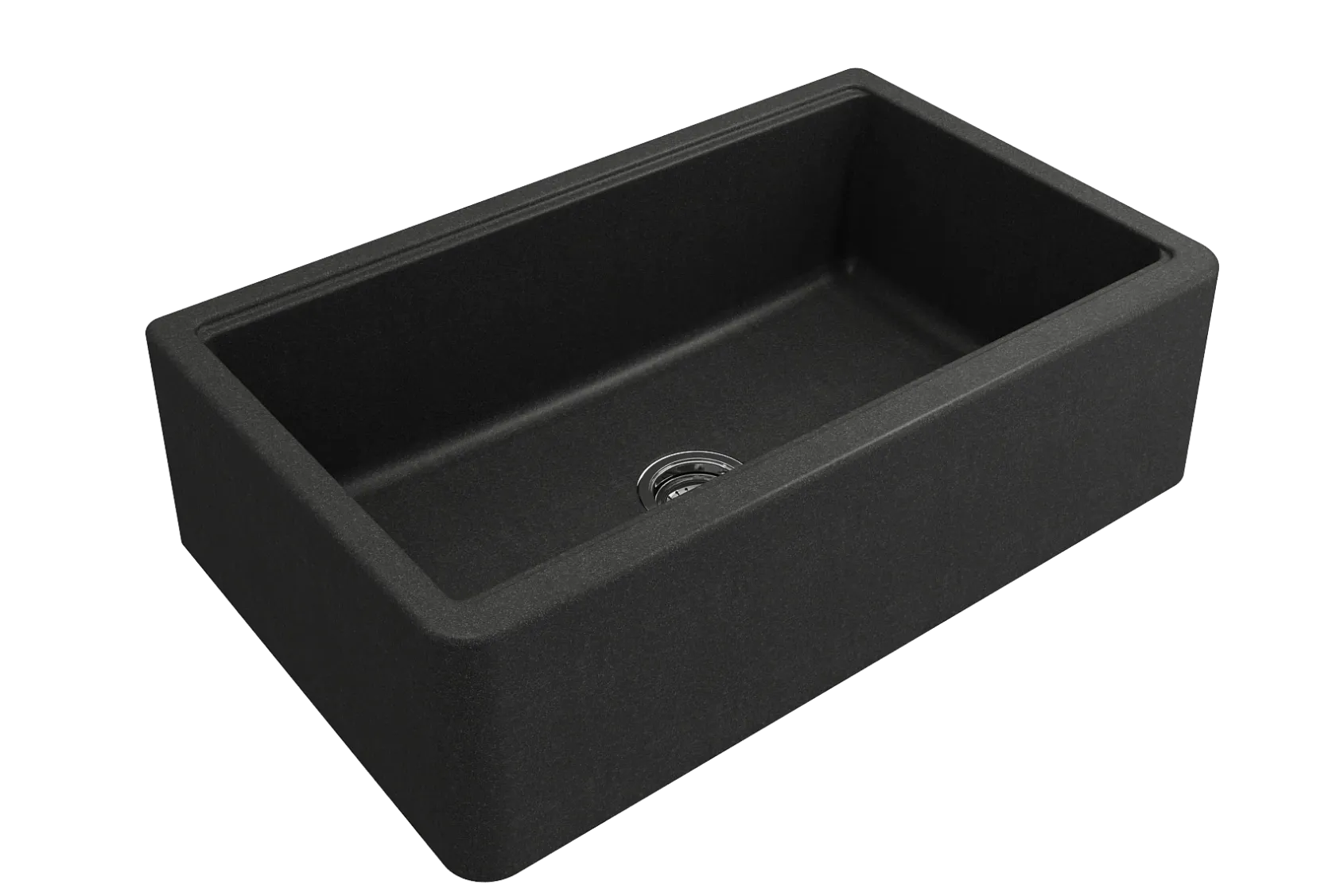 BOCCHI Arona 33" Granite Workstation Farmhouse Sink Kit with Faucet and Accessories, Metallic Black (sink) / Stainless Steel (faucet), 1600-505-2020SS