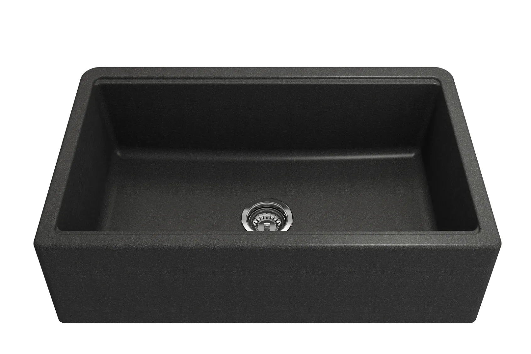 BOCCHI Arona 33" Granite Workstation Farmhouse Sink Kit with Faucet and Accessories, Metallic Black (sink) / Stainless Steel (faucet), 1600-505-2020SS