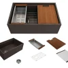 BOCCHI Contempo 30" Fireclay Workstation Farmhouse Sink with Accessories, Matte Brown, 1344-025-0120