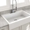 BOCCHI Nuova 34" Fireclay Retrofit Drop-In Farmhouse Sink with Accessories, White, 1500-001-0127