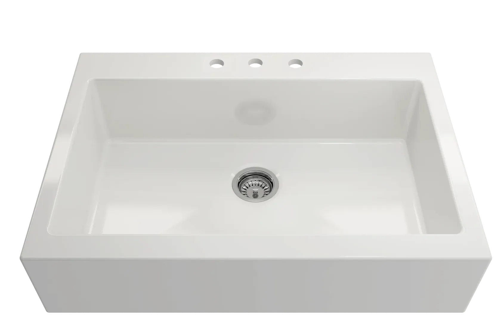 BOCCHI Nuova 34" Fireclay Retrofit Drop-In Farmhouse Sink with Accessories, White, 1500-001-0127