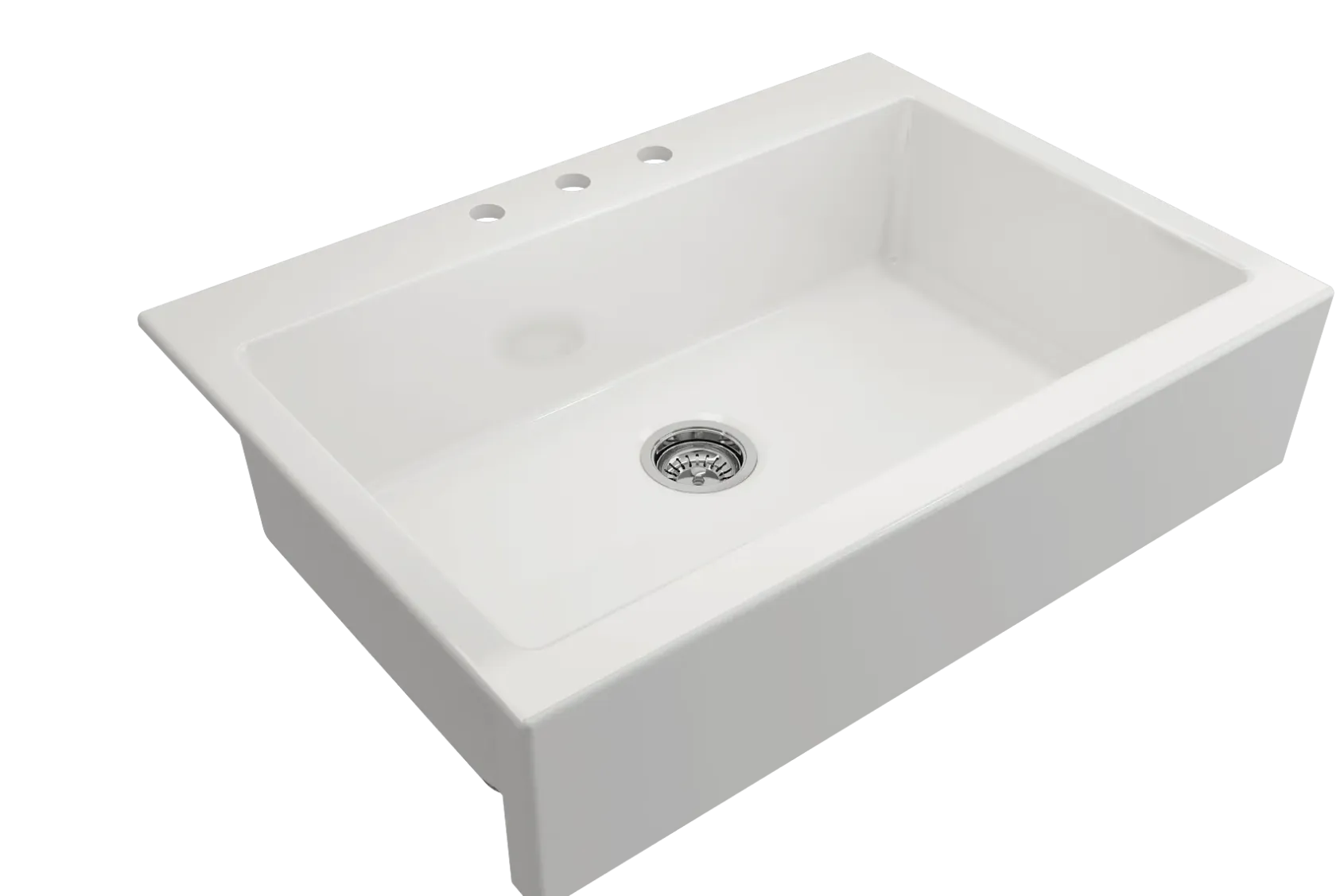 BOCCHI Nuova 34" Fireclay Retrofit Drop-In Farmhouse Sink with Accessories, White, 1500-001-0127