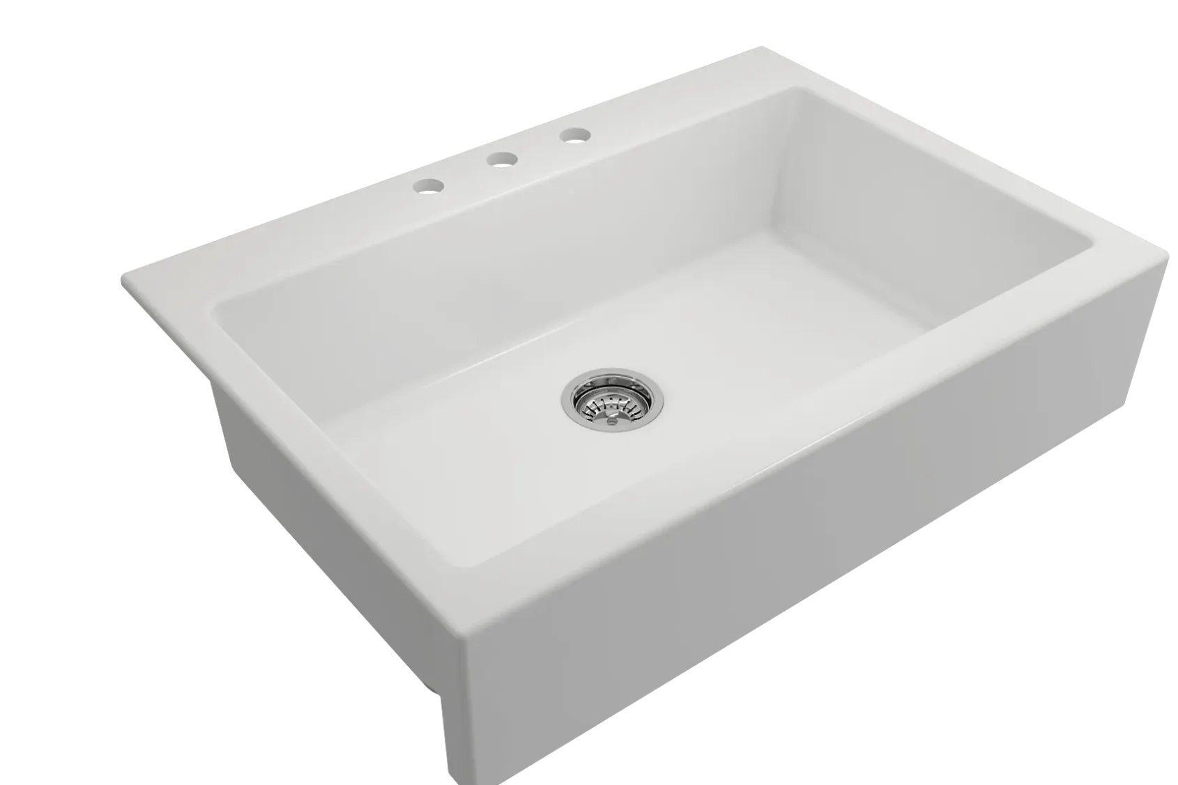 BOCCHI Nuova 34" Fireclay Retrofit Drop-In Farmhouse Sink with Accessories, Matte White, 1500-002-0127