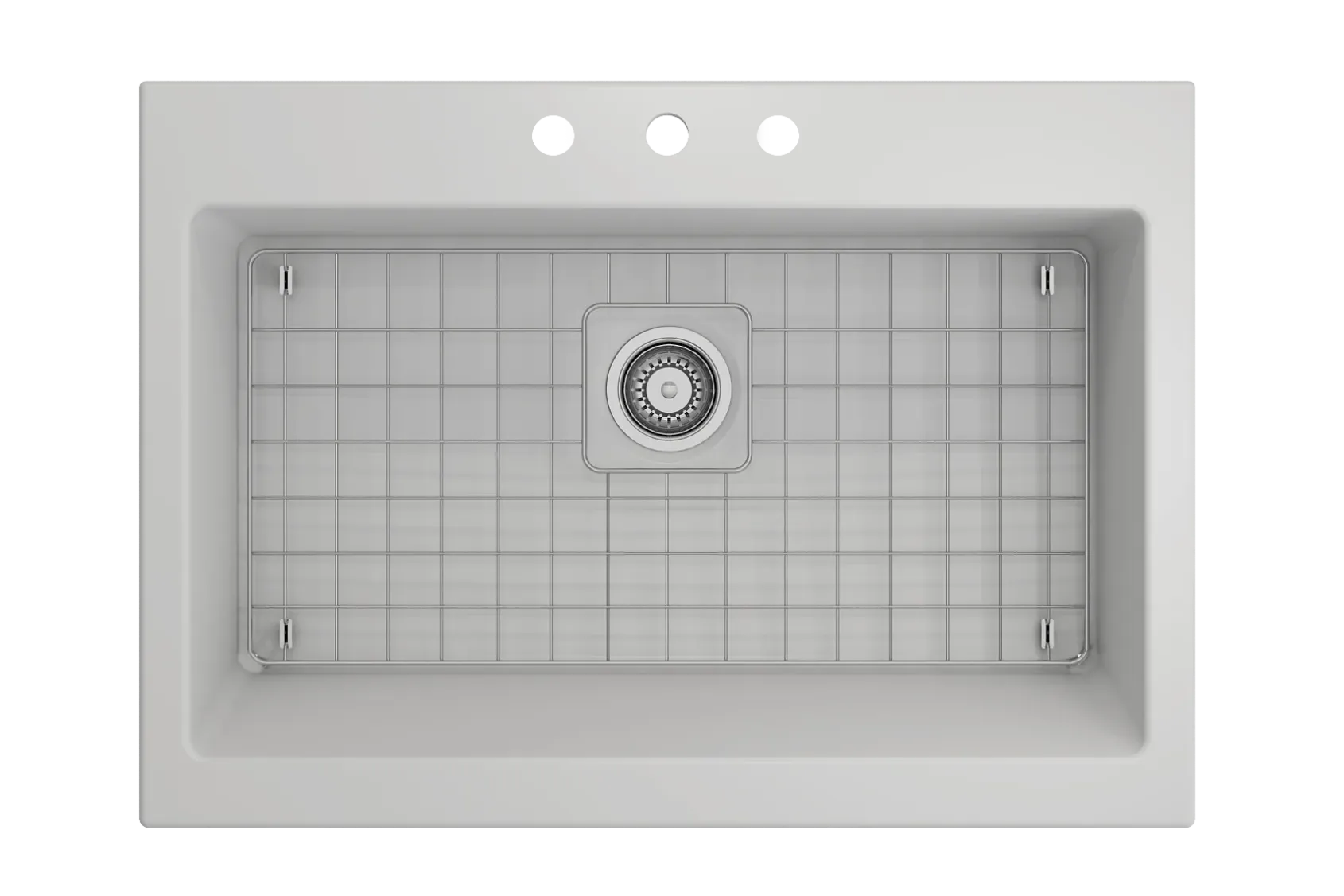 BOCCHI Nuova 34" Fireclay Retrofit Drop-In Farmhouse Sink with Accessories, Matte White, 1500-002-0127