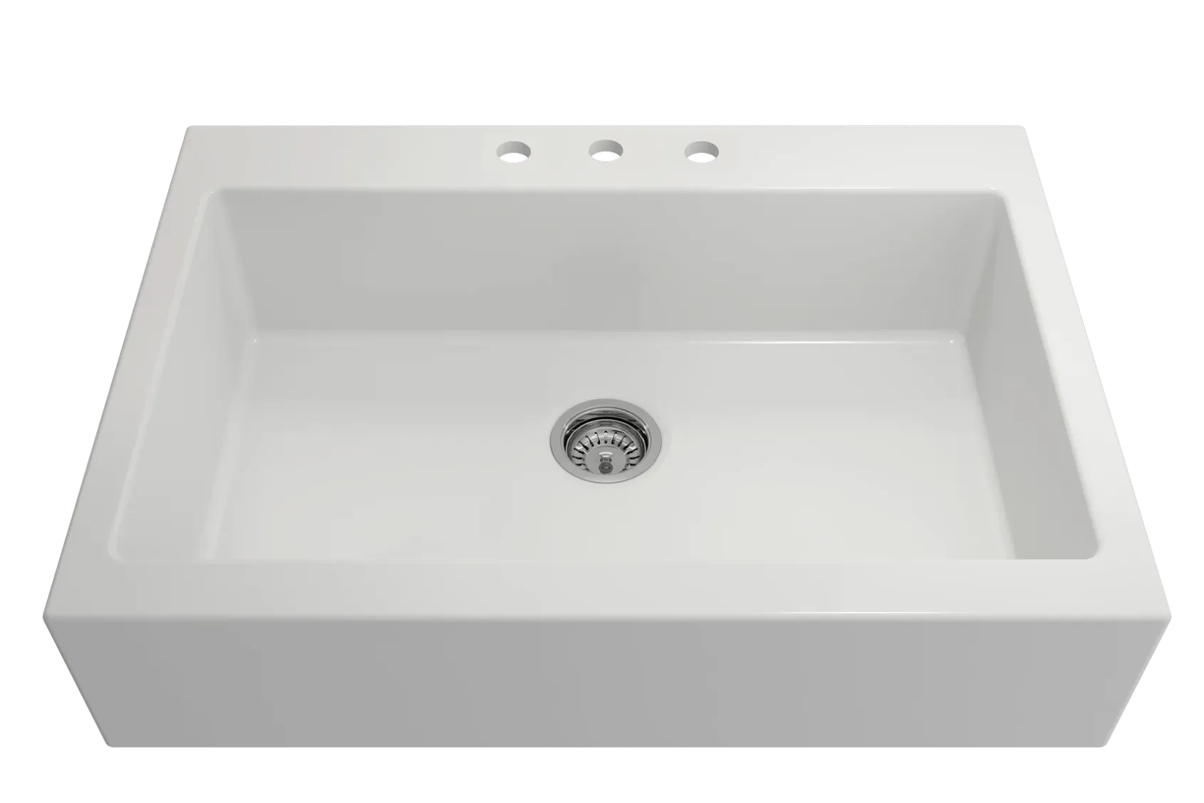 BOCCHI Nuova 34" Fireclay Retrofit Drop-In Farmhouse Sink with Accessories, Matte White, 1500-002-0127