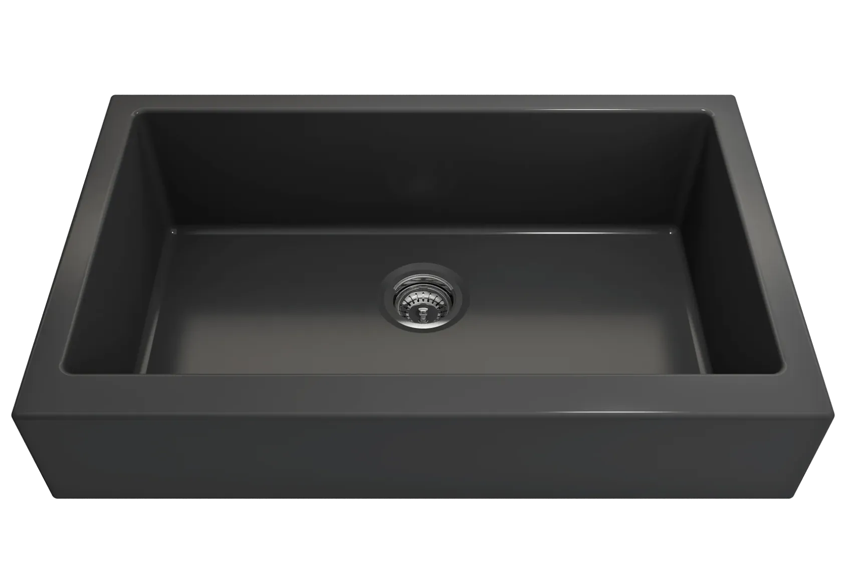 BOCCHI Nuova 34" Fireclay Retrofit Farmhouse Sink with Accessories, Matte Dark Gray, 1551-020-0120