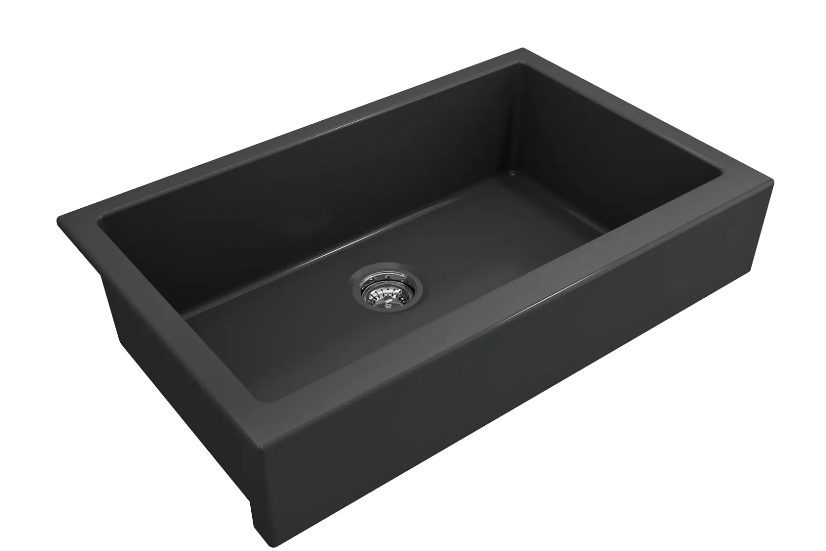 BOCCHI Nuova 34" Fireclay Retrofit Farmhouse Sink with Accessories, Matte Dark Gray, 1551-020-0120