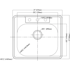 Dawn 25" Stainless Steel Top Mount Kitchen Sink, AST103